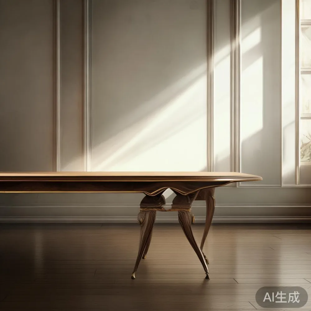 프렌치 럭셔리 오크 원목 식탁과 골드 브라스 다리, 서울 아파트 거실