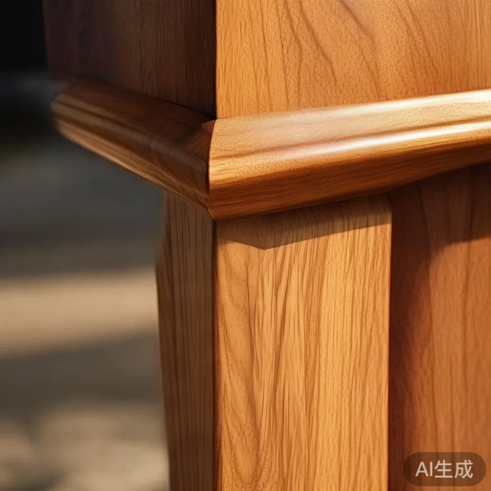 반려동물 안전을 고려한 단단한 구조의 원목 식탁 다리 결합부 클로즈업