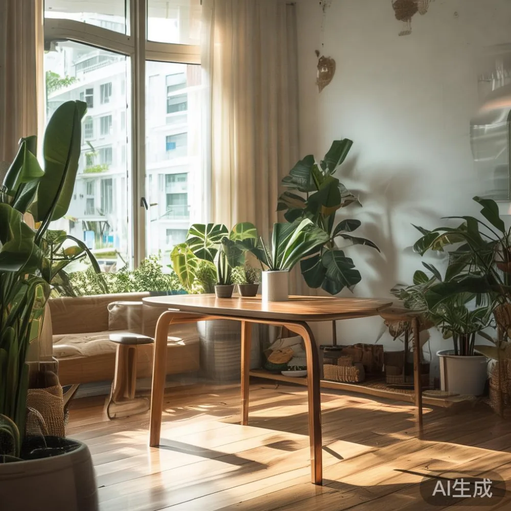 싱가포르 HDB 거실, 어떤 사이즈의 식탁이 맞을까? 엘리베이터부터 설치까지 한국 가구 배송 기준 정리 — corner of a small condo apartment with wooden fl